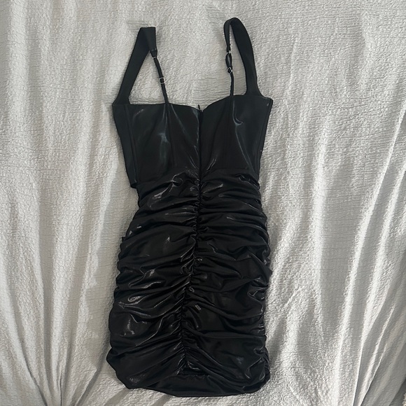 Oh Polly Black Mini Dress with Rhinestone Accents - Picture 2 of 5